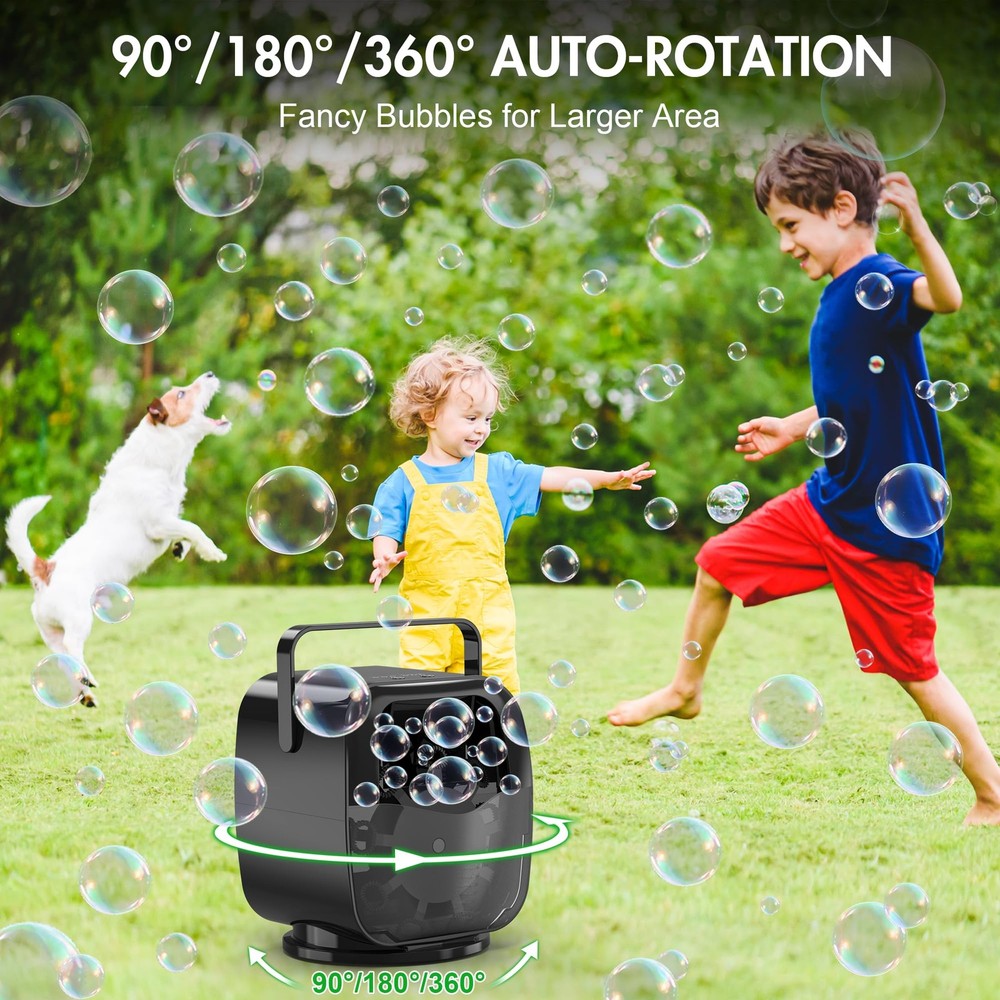 KIDWILL Rechargeable Bubble Machine, Automatic Blower - compact, Black