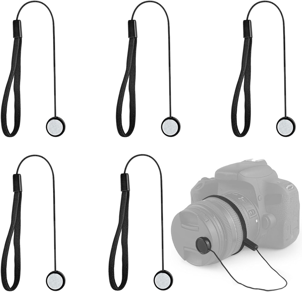 5 Pack Lens Cap Leash,Lens Cap Tether,Lenses Caps Keeper with Elastic String,Cam