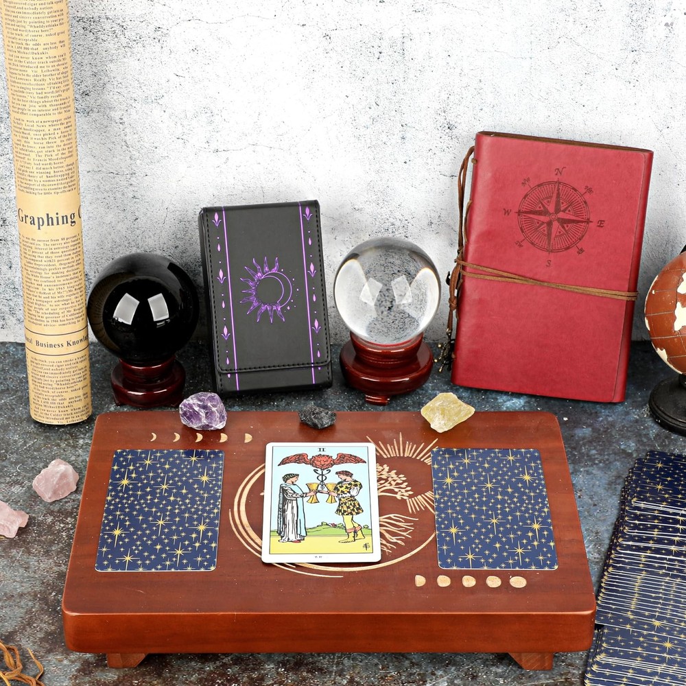 PU Leather Tarot Card Protective Case, Sun Moon Pattern Design Tarot Deck Sto...