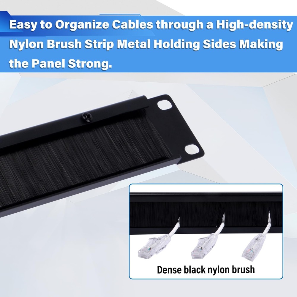 10 inch 1U Brush Cable Manager Rack Mount Cable Management Panel with Brush S...