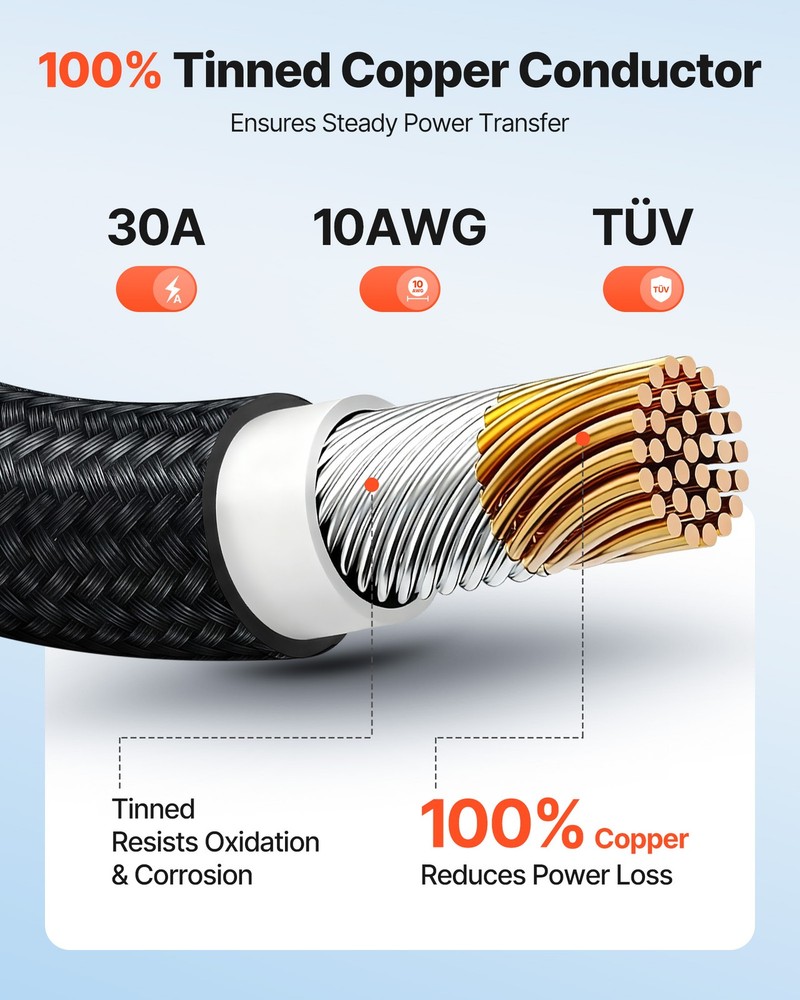 VEVOR 100FT Solar Panel Extension Cable 10AWG Solar Panel Wire with Connector