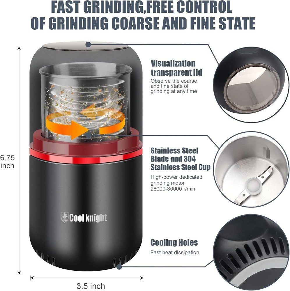 7.5" Electric Multi-Functional Spice Grinder – Large Capacity, Easy Control