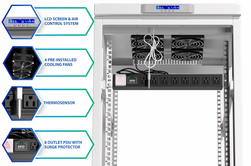 32U Server Rack IT Cabinet Data Network Rack Enclosure - 35-Inch Deep Rack Stand