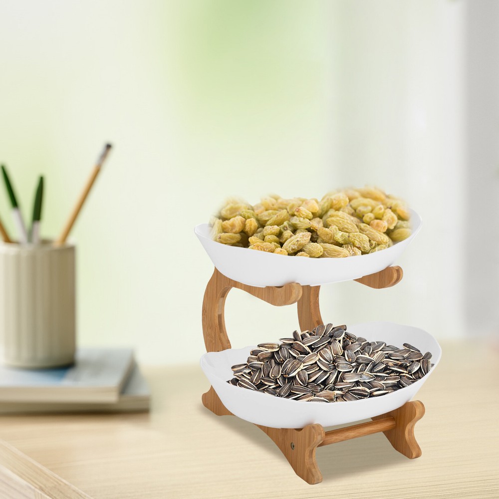 2 Tier Fruit Bowl, Fruit Basket Stand, Fruit Serving Tray