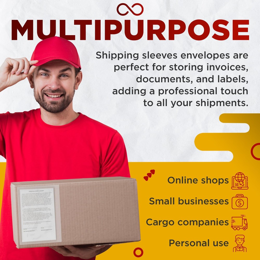 Packing List Envelopes 7 x 10 Inches 100 Pack Clear Top Loading Self-Seal