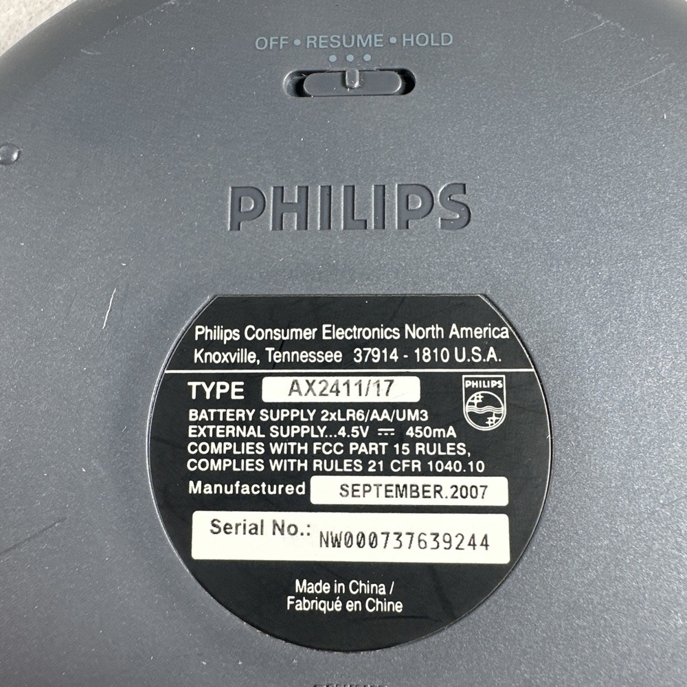 Philips AX2411/17 Portable CD Player Walkman 45 Second ESP Tested