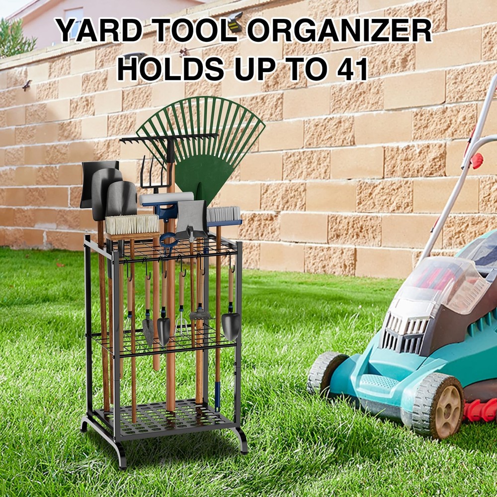 RANXFLOAT Garden Tool Organizer with Storage Hooks, Yard 17 Inch, A Style