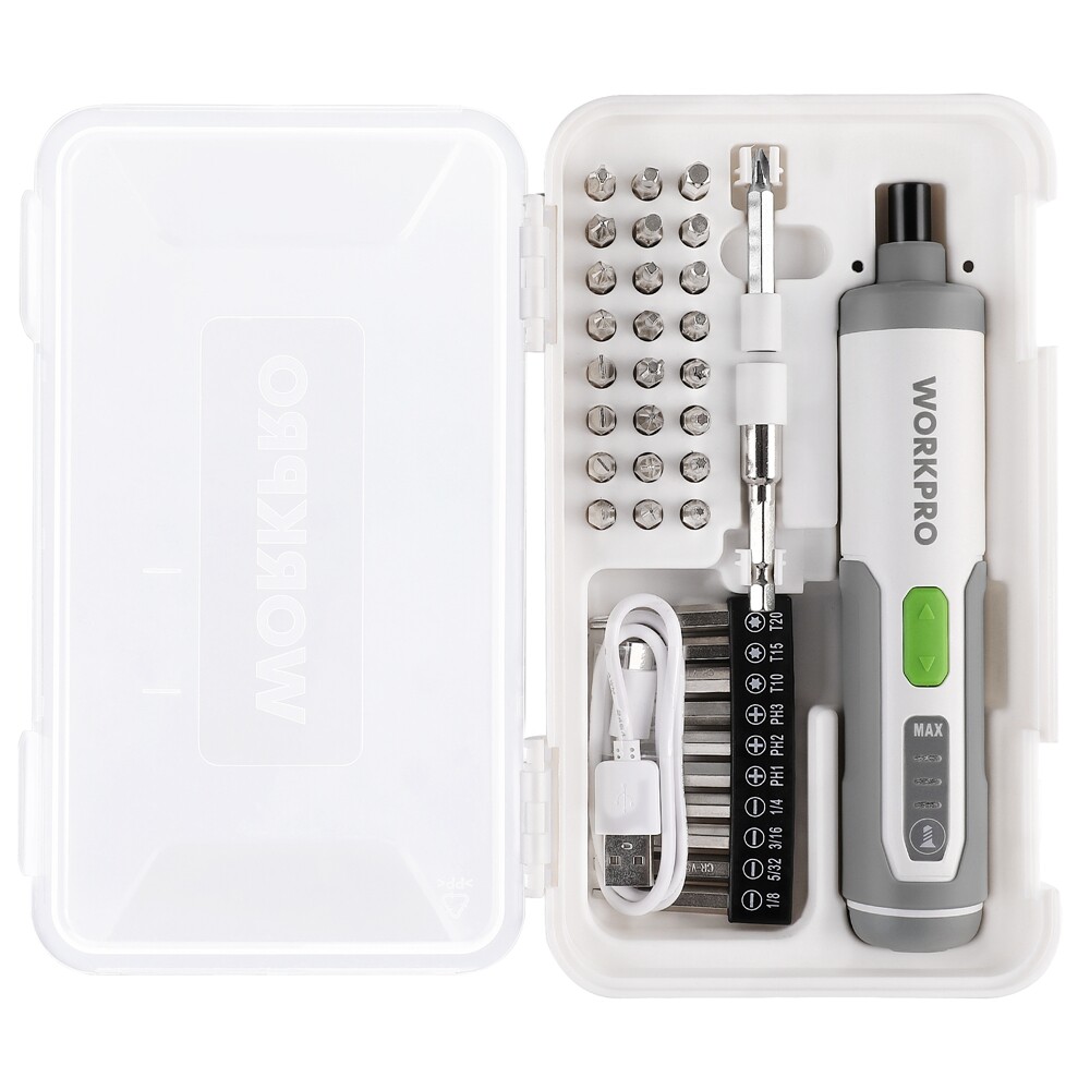 WORKPRO 4V Rechargeable Electric Screwdriver Cordless Screwdriver Set with 35Bit