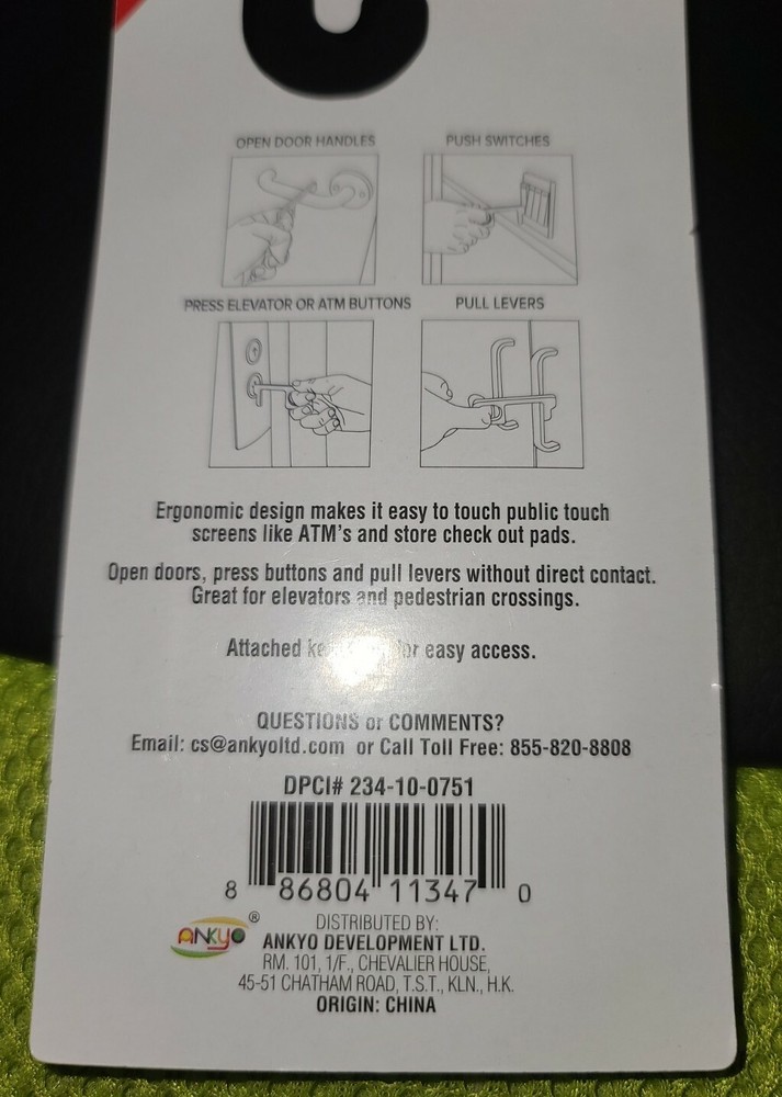 HANDS FREE TOOL Safe No Touch Keys Chain, Stop Germs NEW