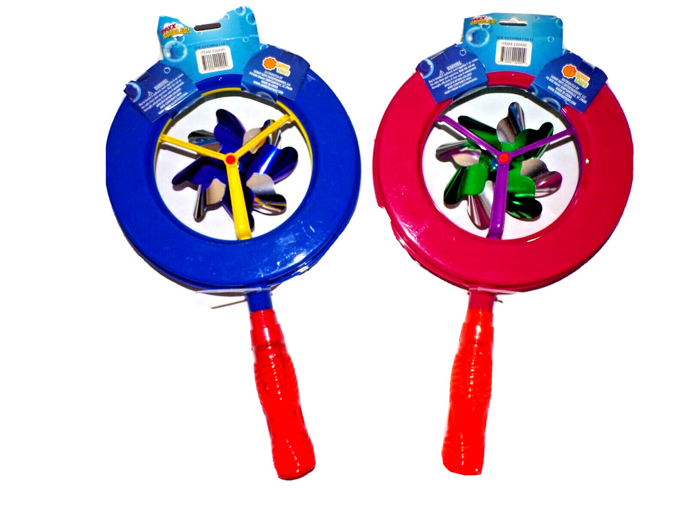 2 MAXX Bubbles! Bubble pink & blue Pinwheel w/ Solution 8" Round & 15" Long TS2