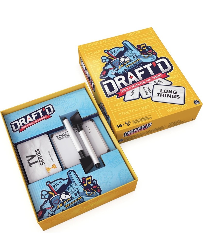 Draft'd is a competitive drafting party game by Spin Master Games