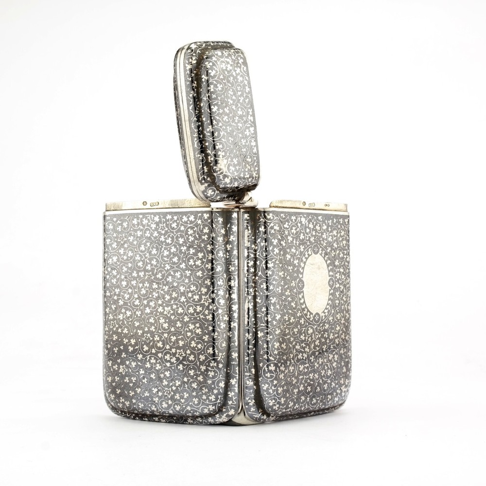 Rare Georg Adam Scheid GAS Solid Silver & Niello Cigarette Case