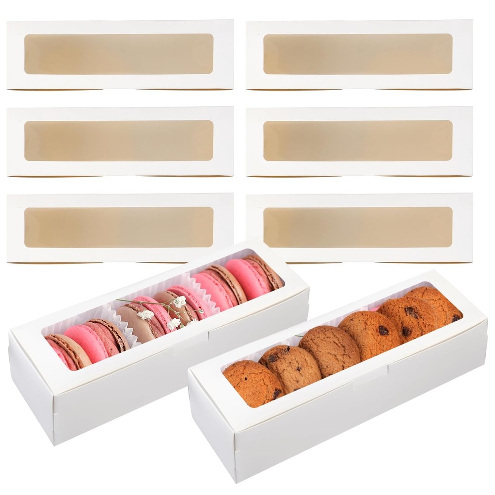 60 Pack Macaron Boxes Clear Window Small Packaging For 6 Cookie Truffle Gift