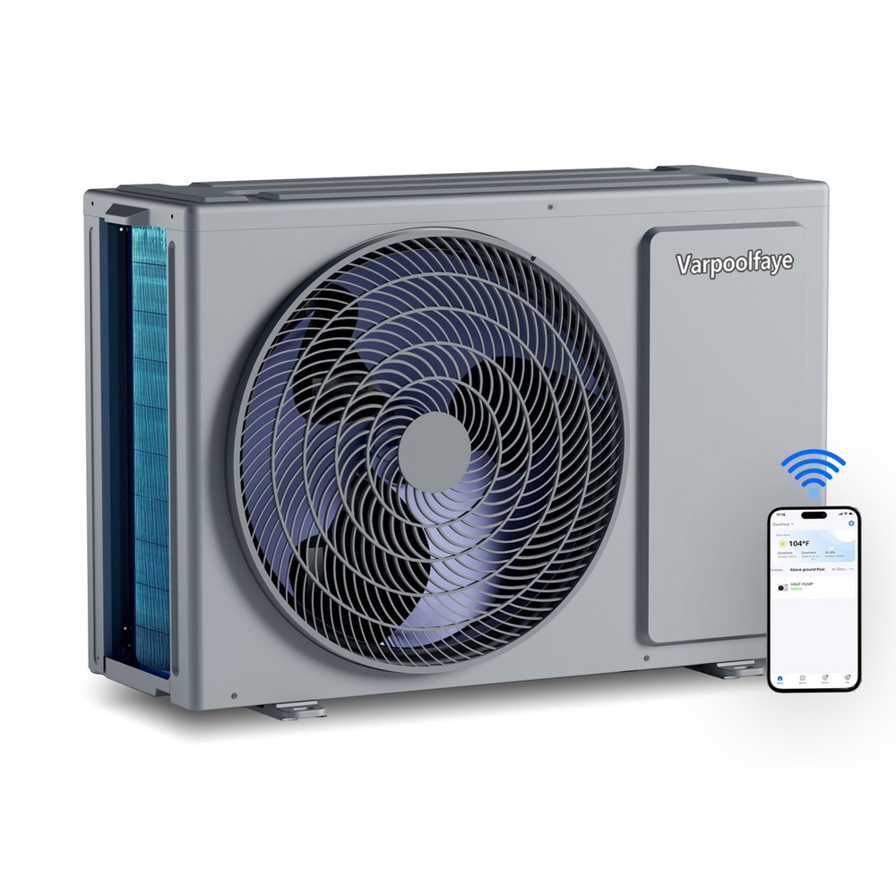 Smart Wifi Pool Heat Pump 27000 BTU for Above Ground Pools 7000 Gal Efficient
