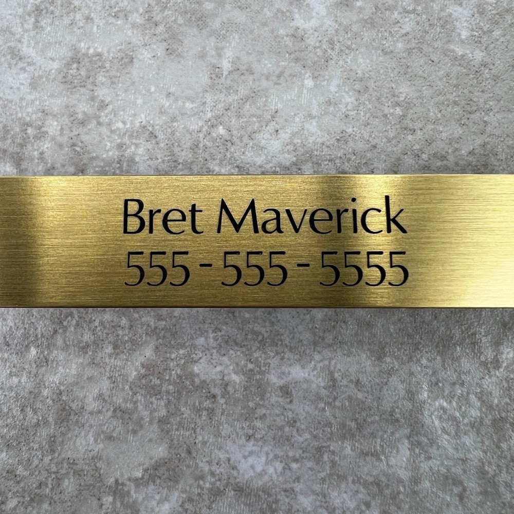 Custom Engraved Tags Personalized NAME PLATE Stained BRUSHED BRASS EXTRA LARGE