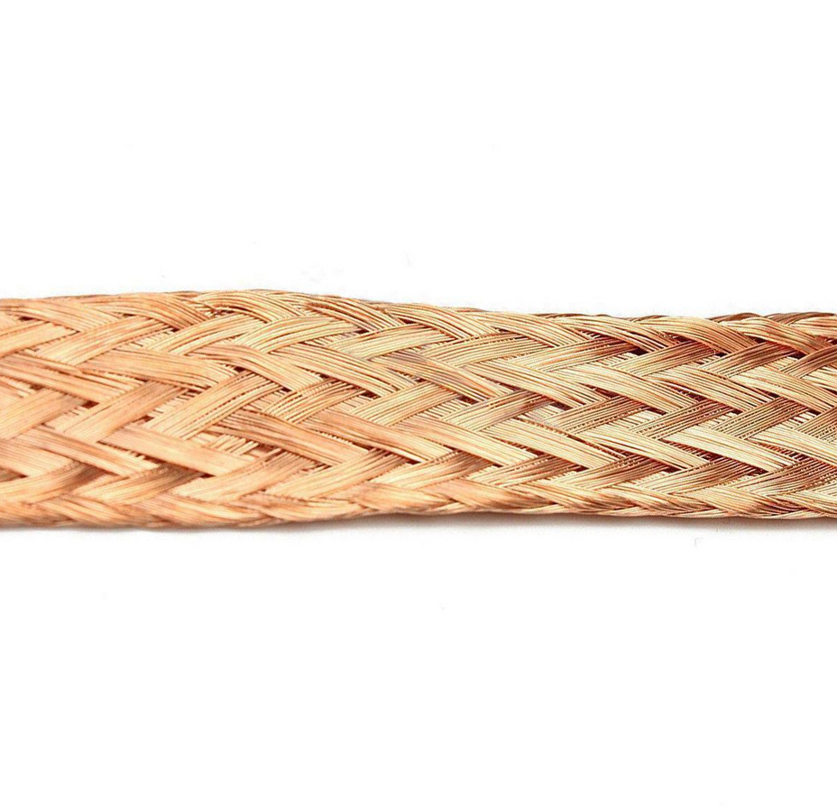 US Stock 20ft 6mm Flat Copper Braid Cable Bare Copper Braid Wire Ground Lead