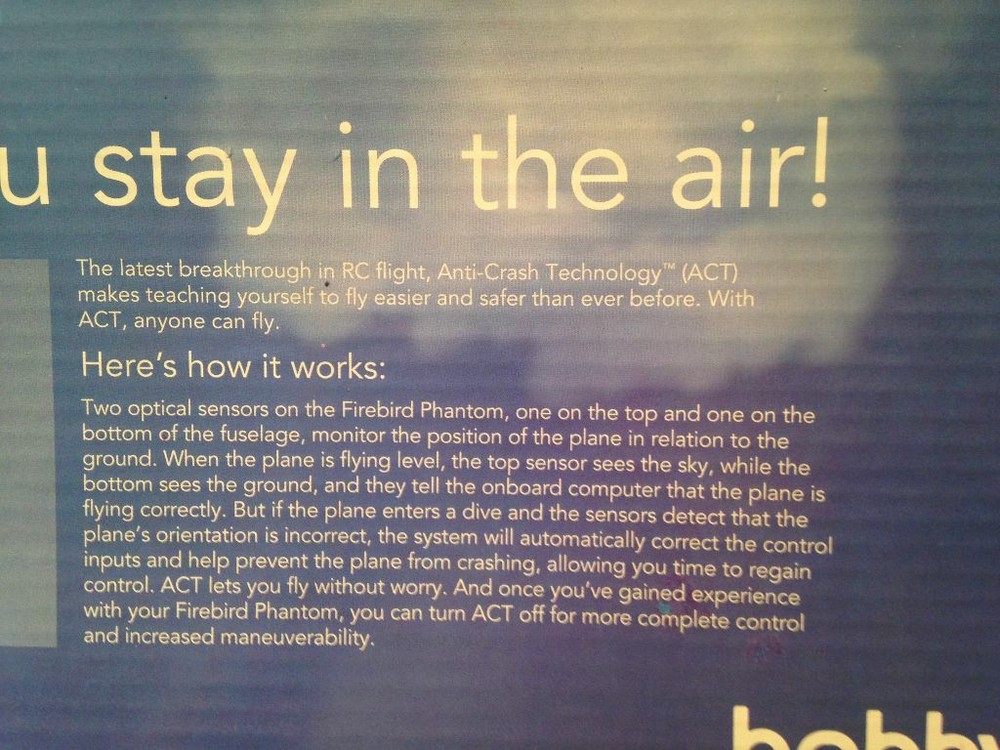 Hobbyzone Firebird Phantom RC Pusher Glider Airplane - RTF Version With ACT