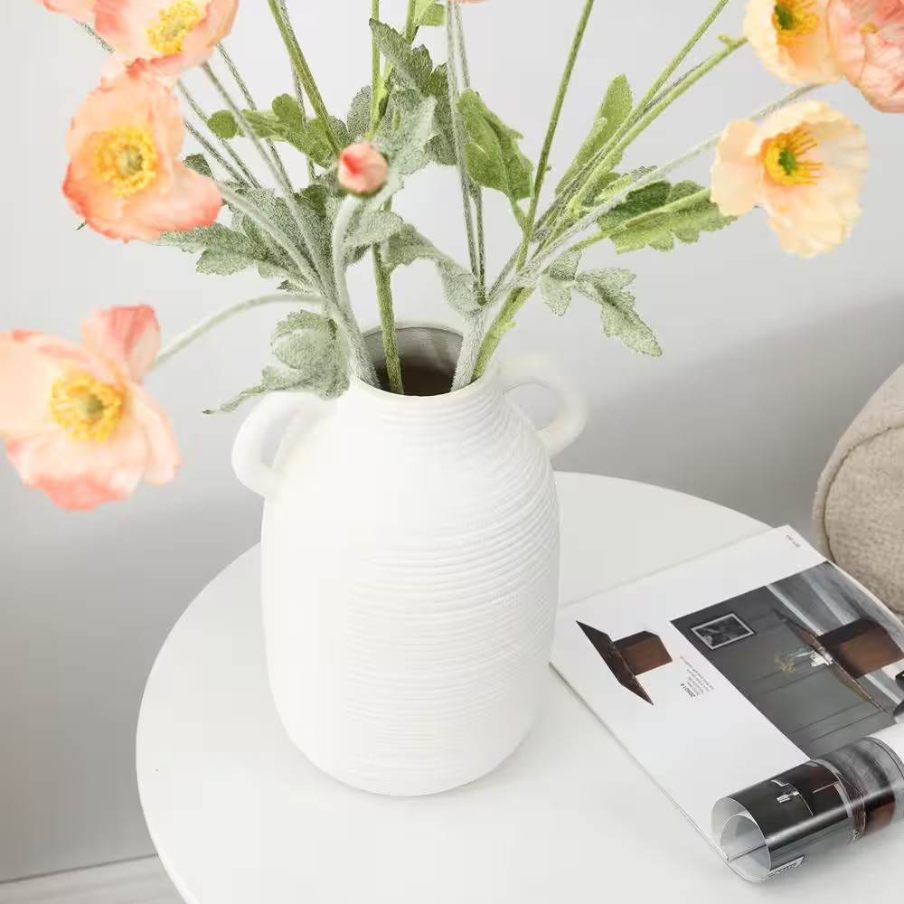 9.9 In. H White Ceramic Jug round Vase