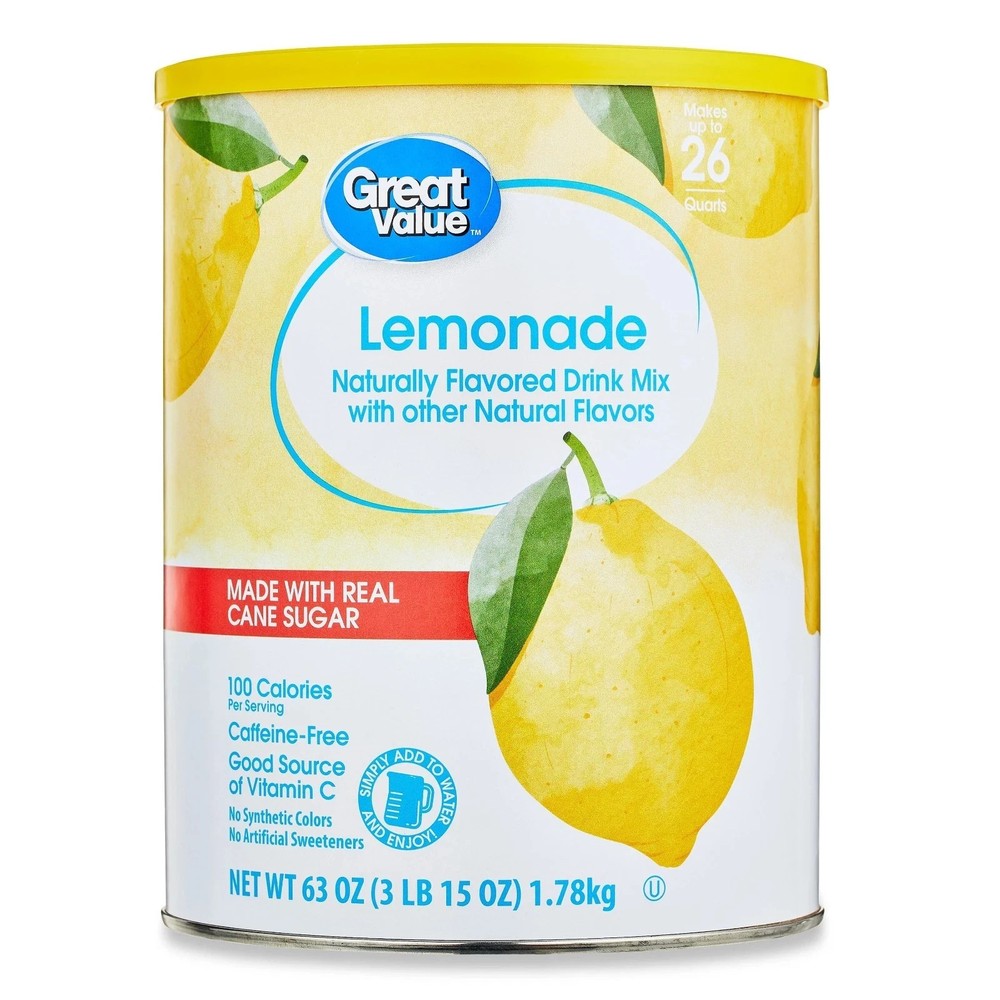 Great Value Drink Mix, Lemonade, 63 oz free shipping
