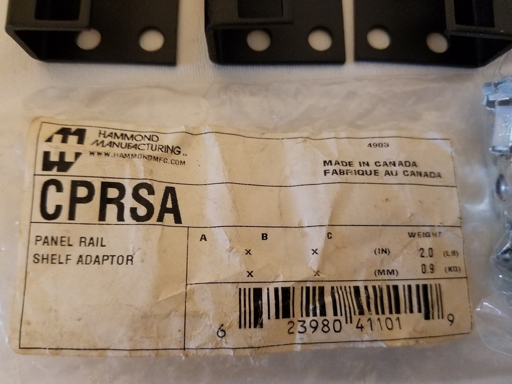 Hammond CPRSA CPR Series Square Hole Panel Mounting Rail Shelf Adapter 4-Pack