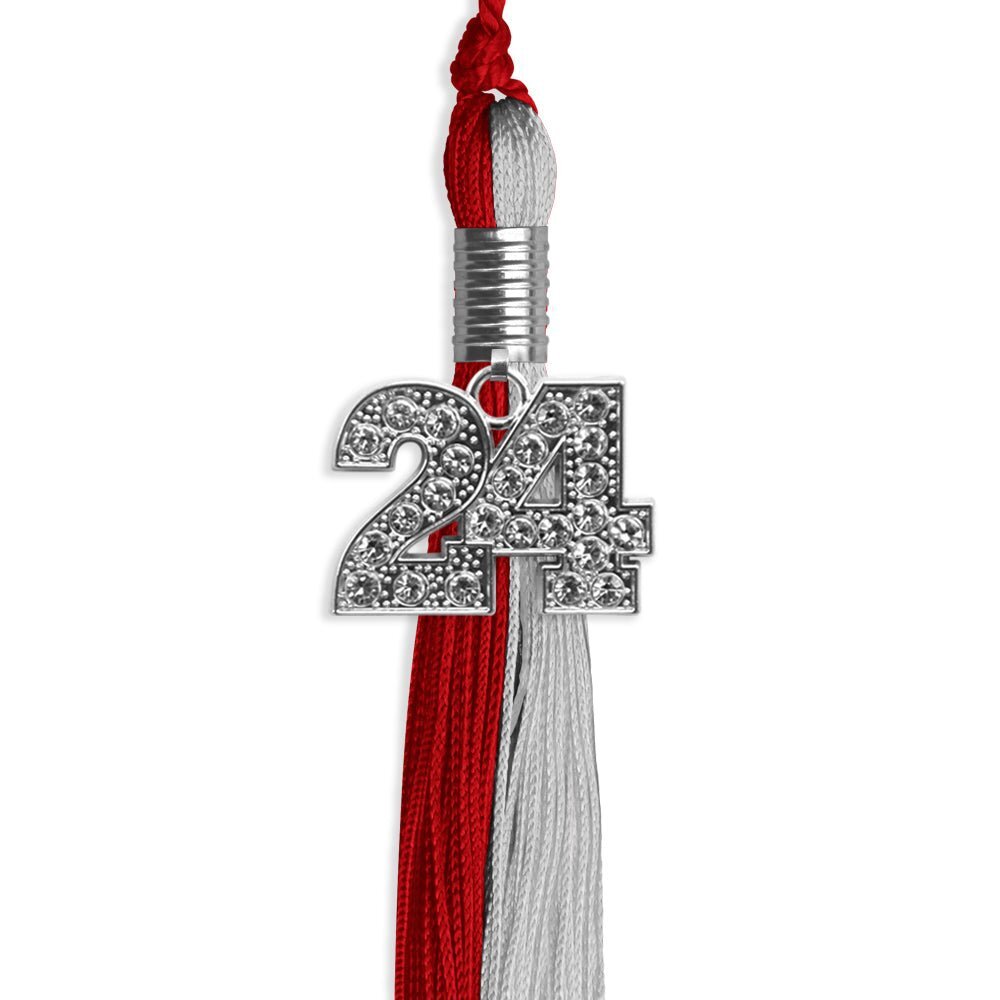 Endea Graduation Red/Grey Tassel With Silver Date Drop