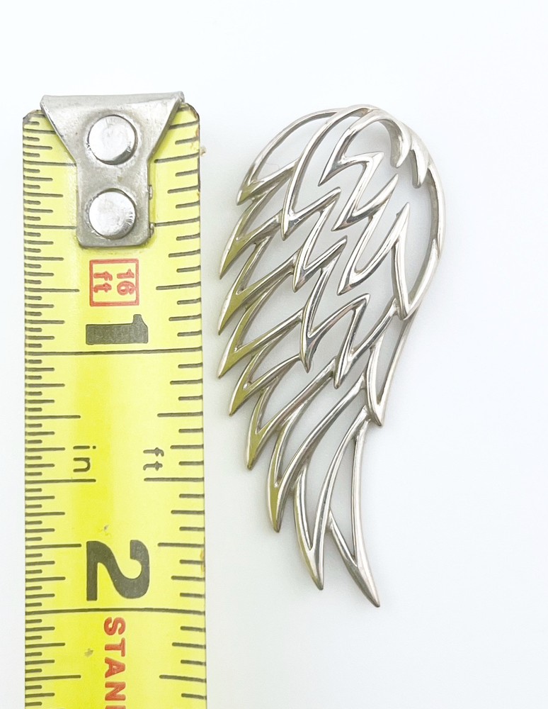 EXQUISITE Artisan Angel Wing or Feather Solid Silver Pendant OOAK🎄