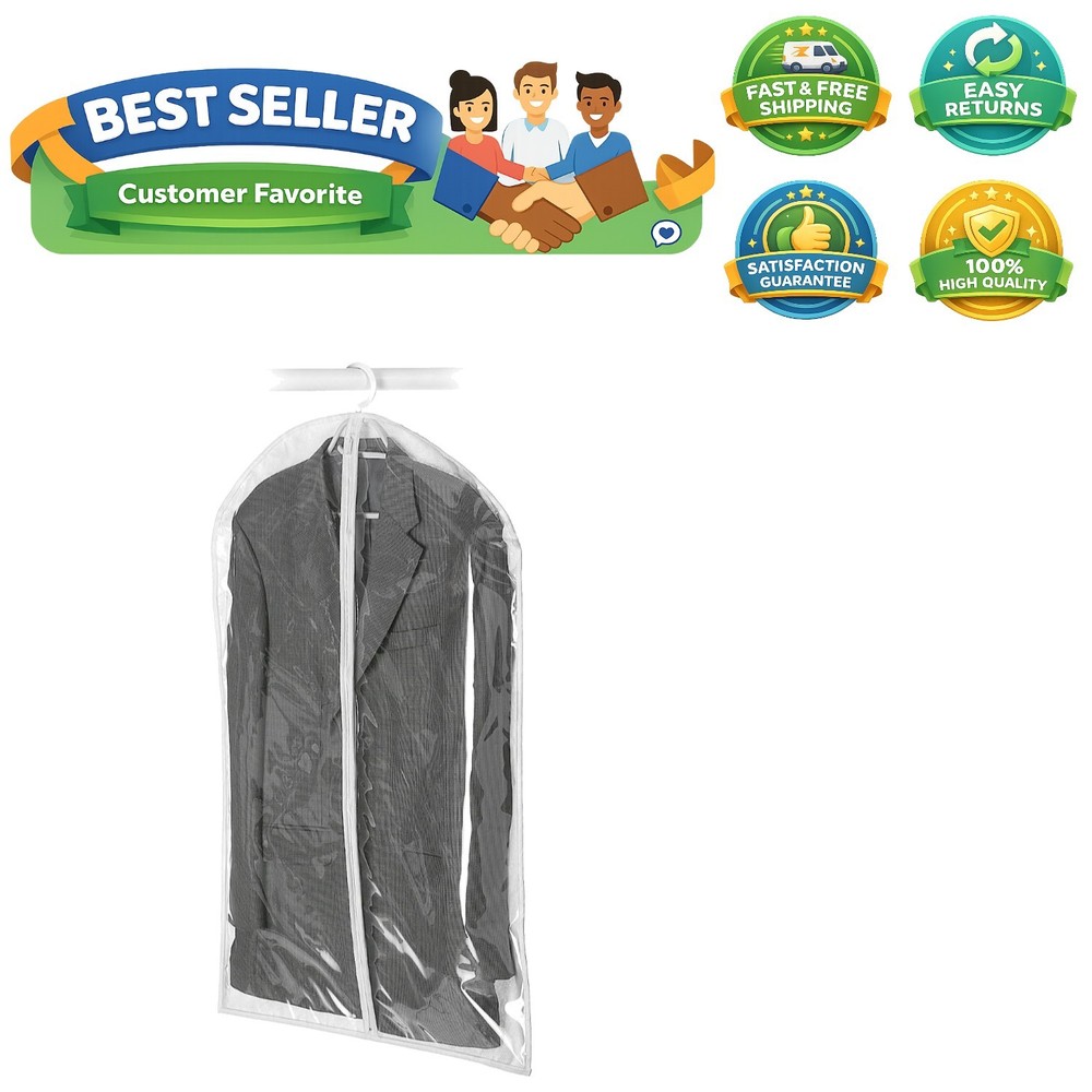 Zippered Hanging Suit Bag - Clear,Gray