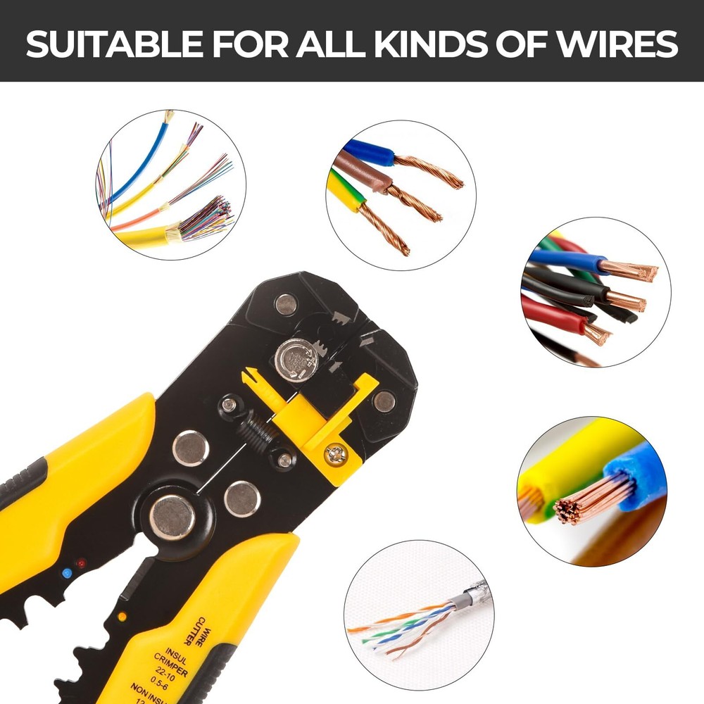 Self-Adjusting Insulation Wire Stripper Cable Cutter Crimper Terminal Tool 8"