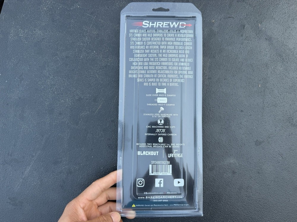 Shrewd Vantage Hunting Stabilizer, Blackout, 7”