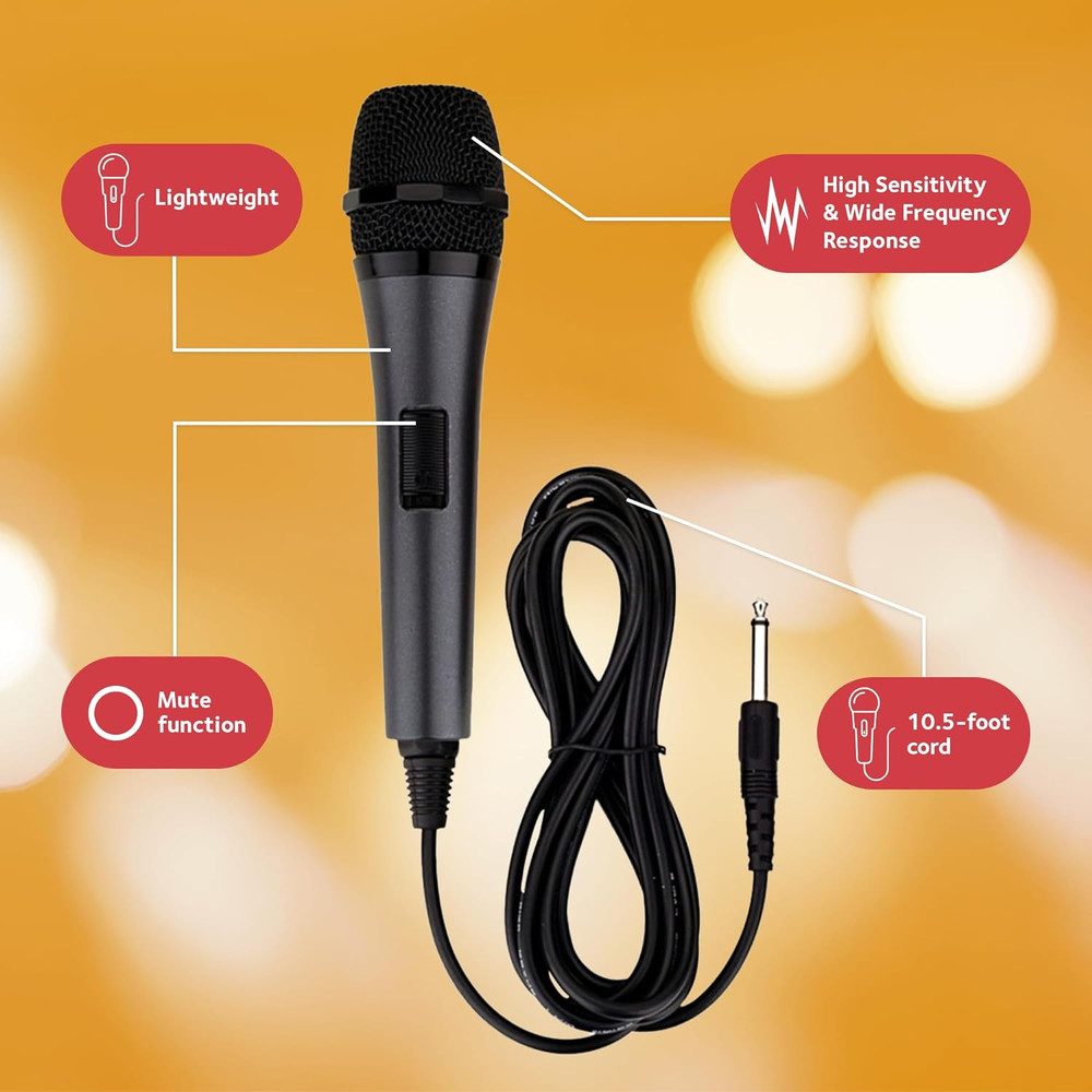 Wired Microphone for Karaoke, (Black) - Unidirectional Dynamic Vocal Microphone