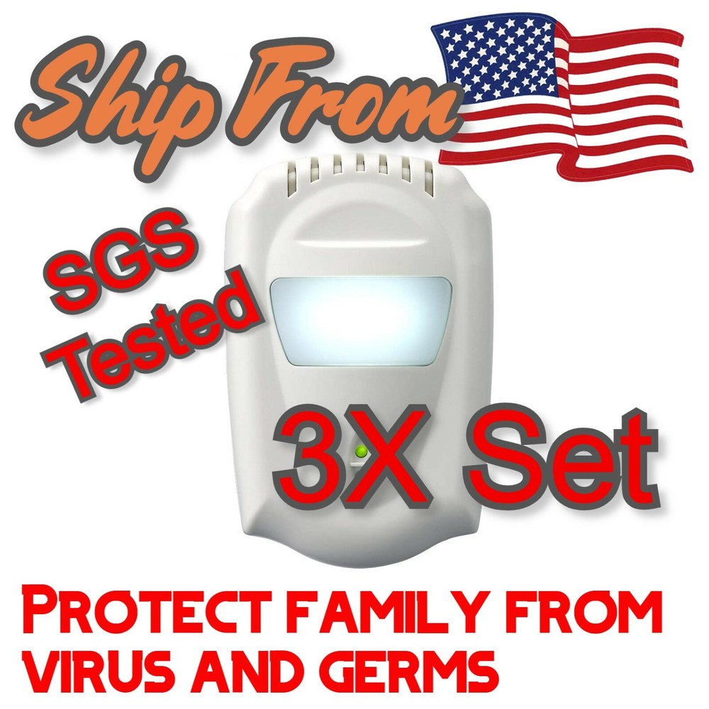 3x Anion Air Sterilizer LED Kill Germ & Oder Cover Pandemic Lockdown (UV Like)