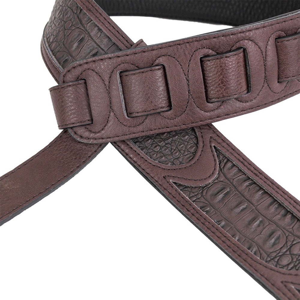 Walker & Williams G-802 Cognac Leather Strap with Dark Gator Inserts Padded Back