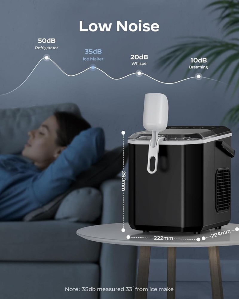 Portable Ice Maker Machine Countertop Fast Ice Maker 26lbs 24H Compact