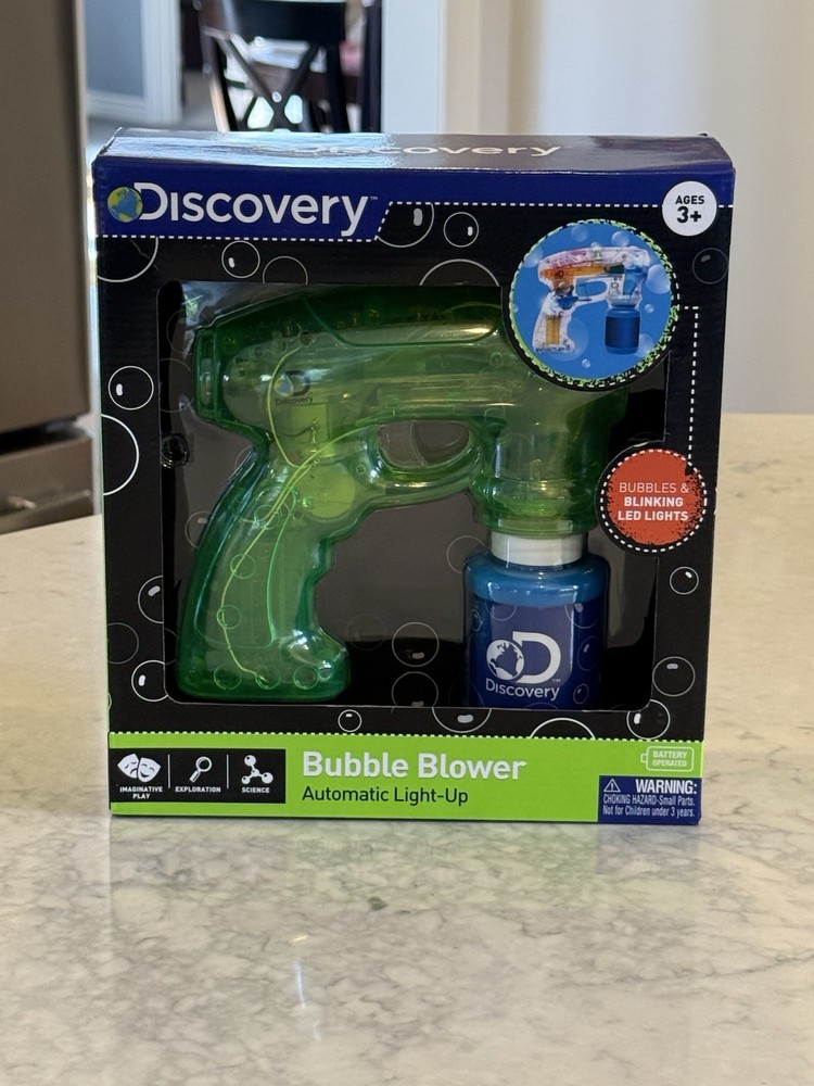 Discovery Kids Automatic Light Up Bubble Blower, Green, NEW