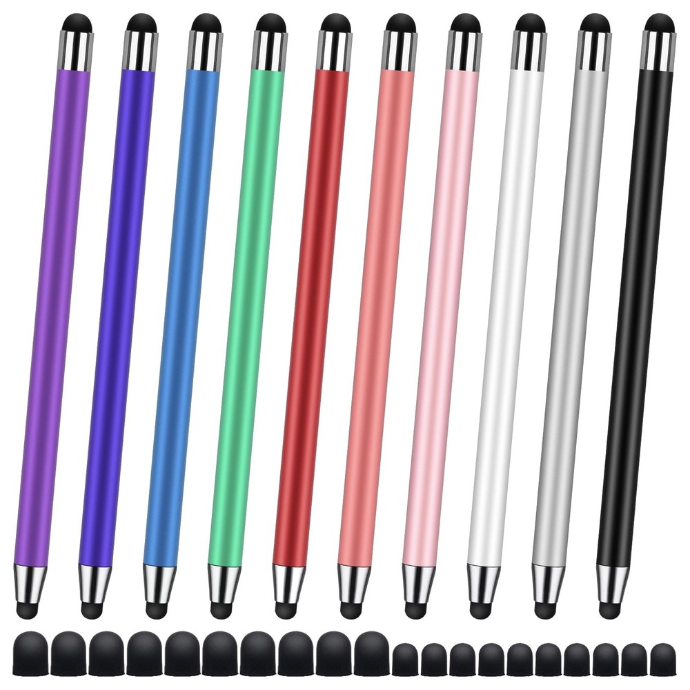 10-Pack Touchscreen Stylus Pens with 20 Tips for iPad, iPhone, Android, Tablets