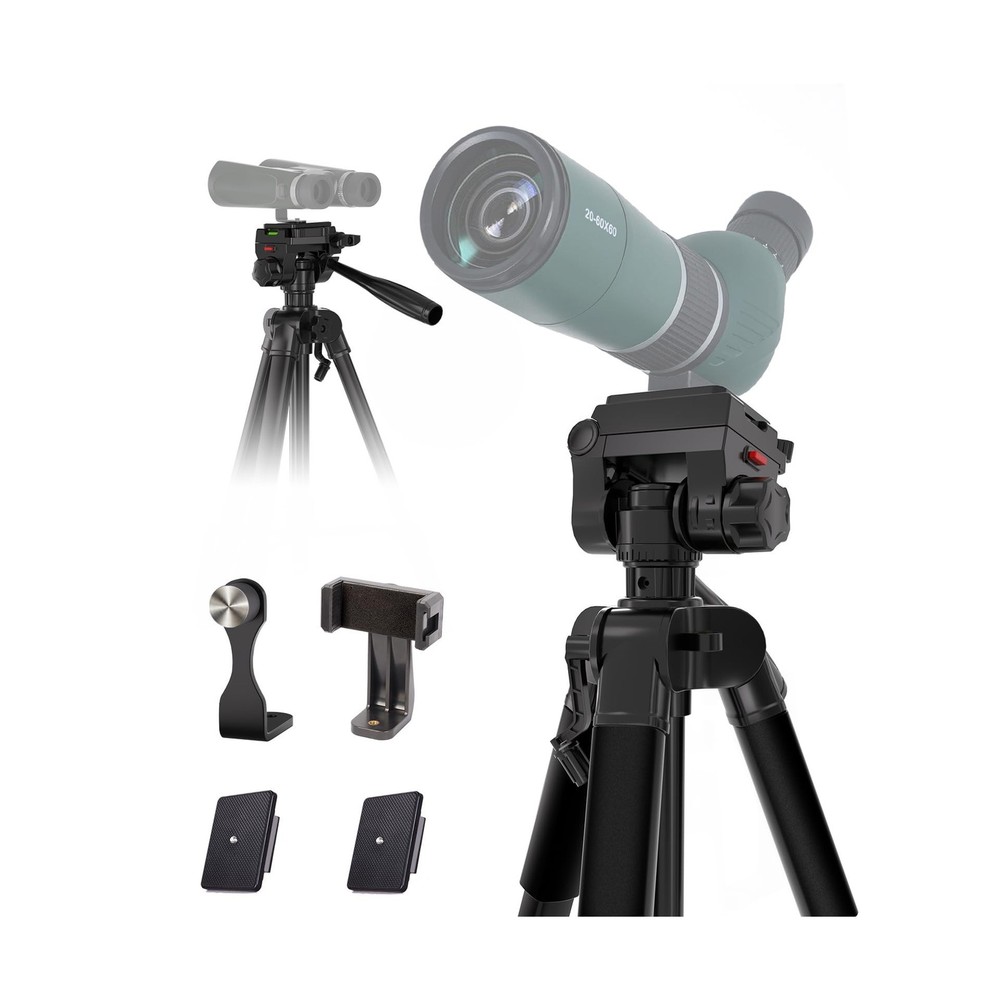 69” Tripod for Spotting Scopes, Binocular & Camera, Includes Binocular Ada