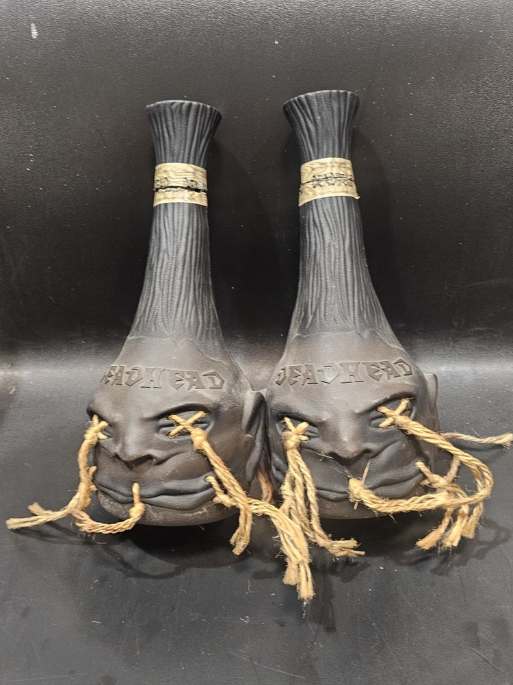 2 Deadhead Rum Tsantsa Empty Bottle Large Second Edition 750ml Shrunken Head