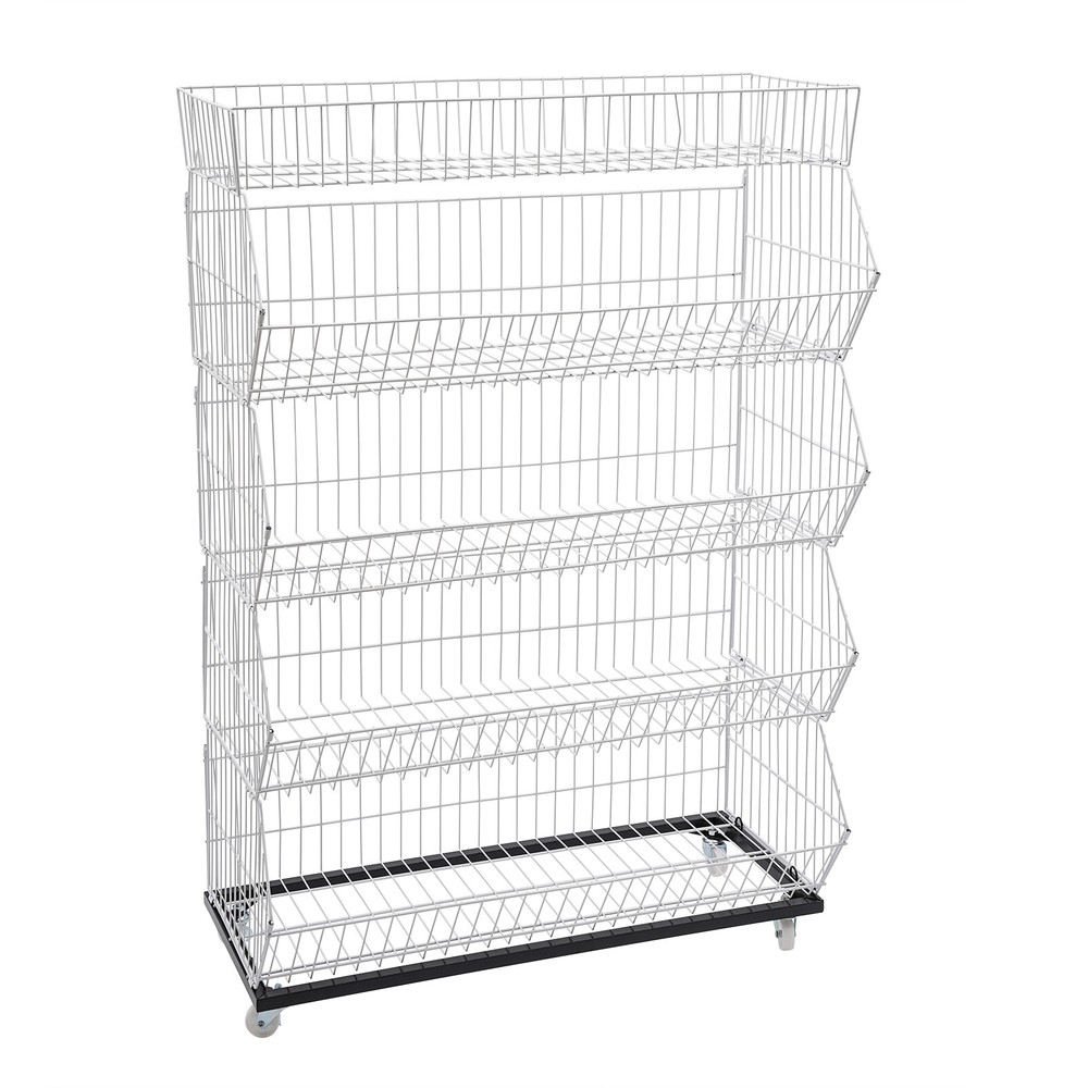 Retail Display Rack Shelf 5Tier White Wire Grid Merchandise Display Shelf US