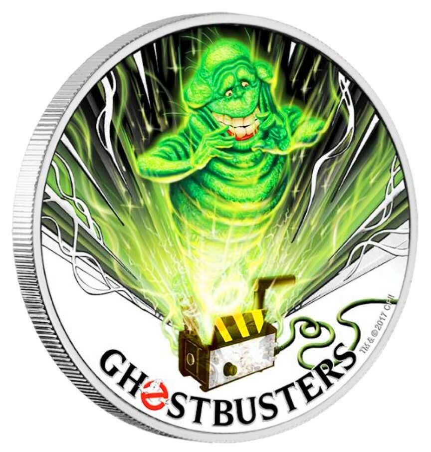 2017 Perth Mint Tuvalu GHOSTBUSTERS SLIMER 1 oz SIlver Proof $1 Coin PCGS MS70