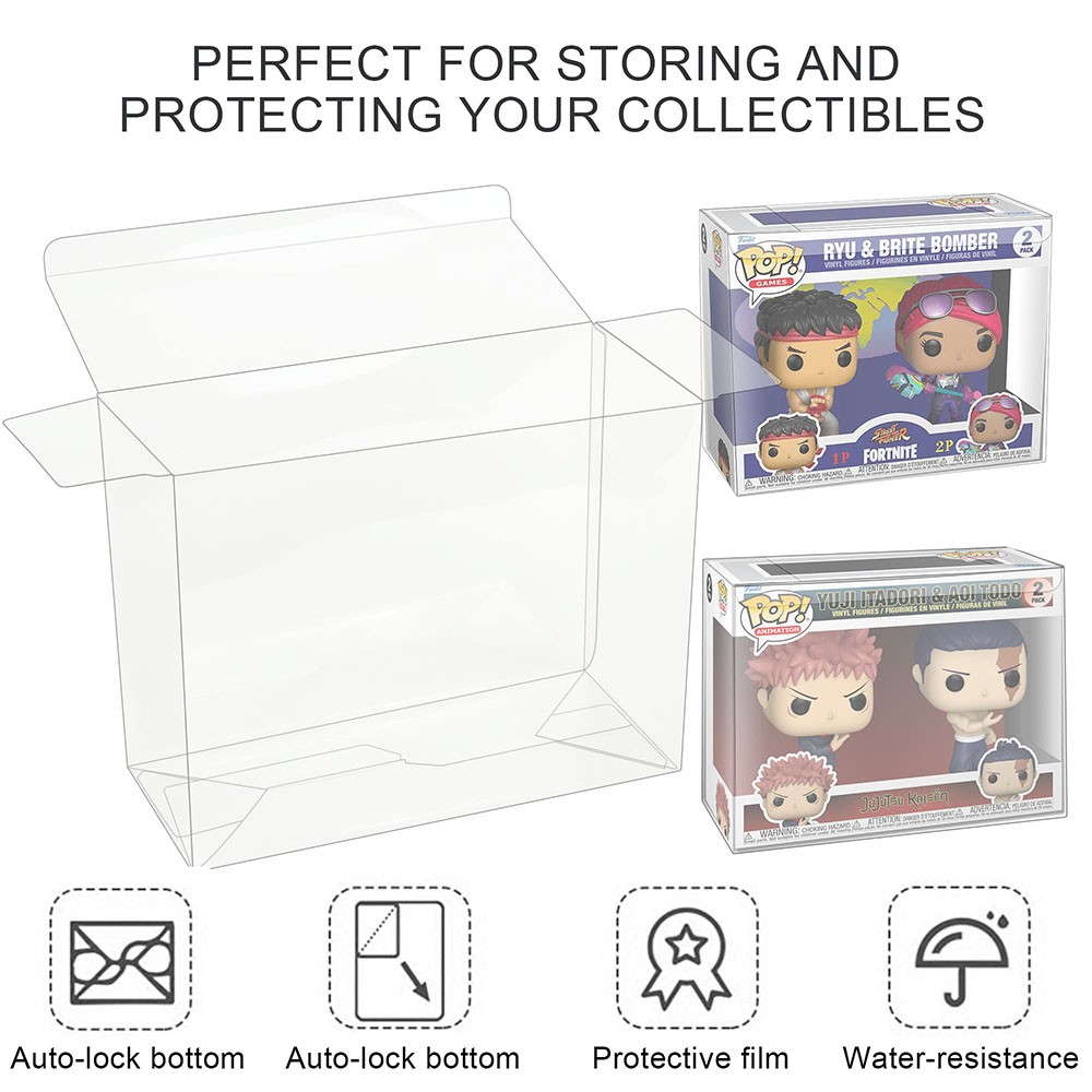 Pop Protector Case For Funko 4" 2-Pack Vinyl Figures Clear Plastic Display Box