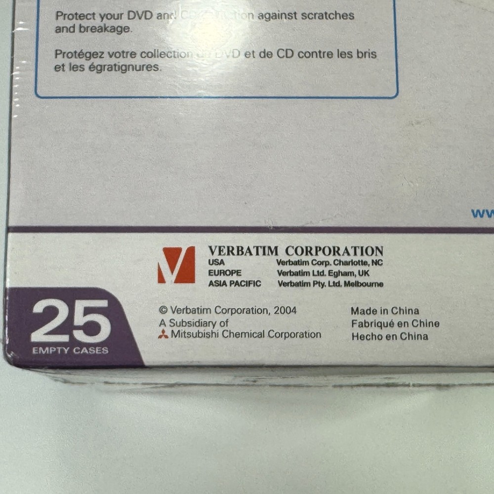 DVD Cases Slim 25 Pack Disc Storage Plastic Hard Shell Sealed Verbatim Trimcases