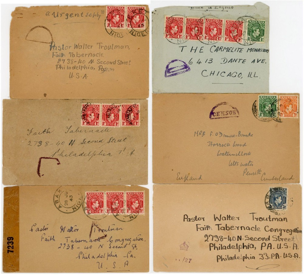 NIGERIA WW2 CENSORED COVERS 6 ITEMS