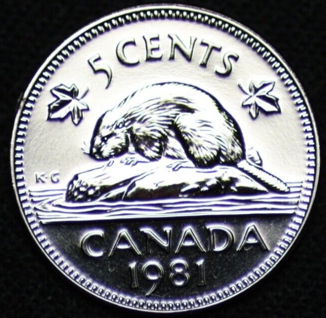 CANADA ~ 1981 ~ 5 Cents ~ PROOF ~ Foreign Coin ☘️ BLUE - #63 ☘️