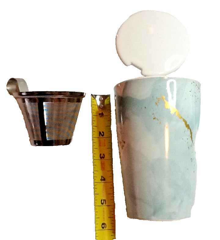 TEA FORTE STEEPING CUP & INFUSER BLUE / GOLD / WHITE 050125B