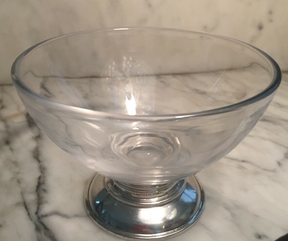 Frank M. Whiting & Co. Sterling Silver Base Glass Bowl