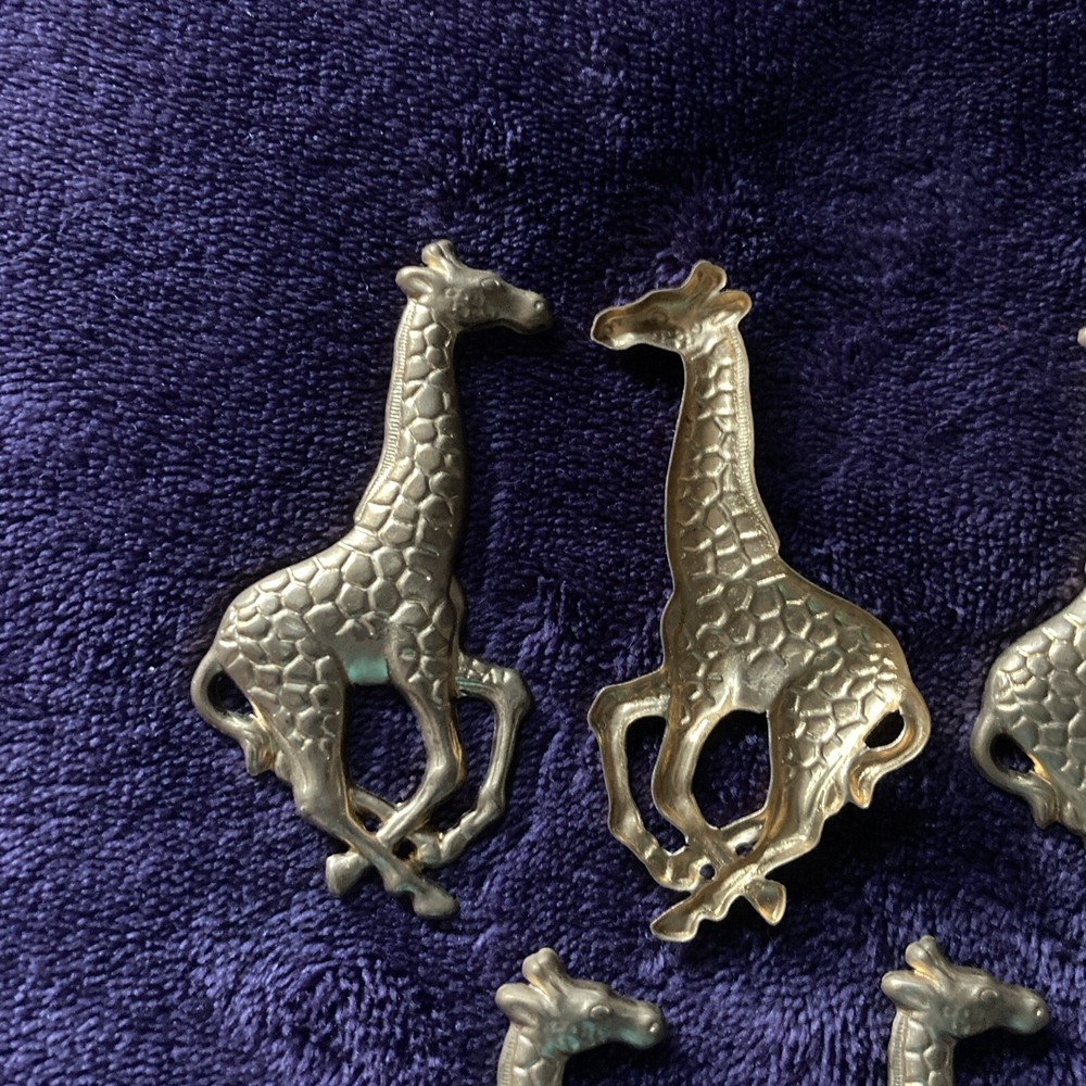 6 Brass Giraffe Embellishment Stampings 3”