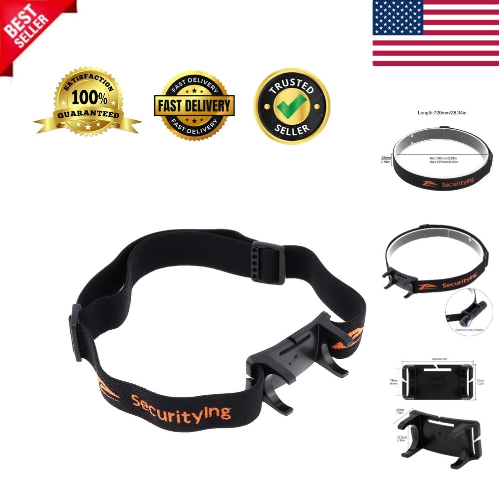 Adjustable Black Headlamp Strap with Bracket - 22mm to 26mm Compatibility