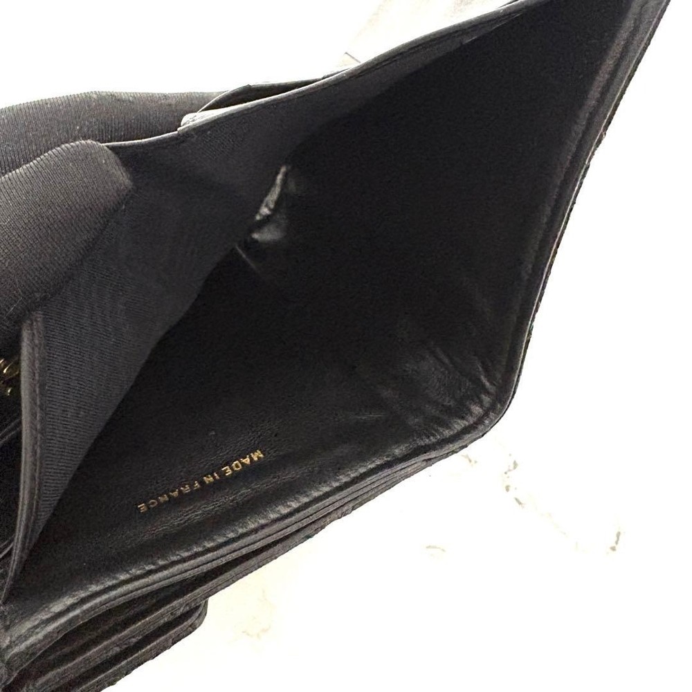 CHANEL Bi-fold Wallet Bicolore Coco Mark Double Snap Closure Black, Authentic