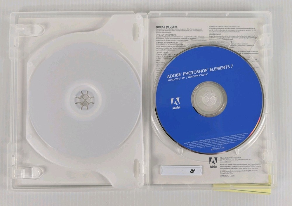 Adobe Photoshop Elements 7 & Premiere Elements 7 - 2 Discs With Serial Numbers