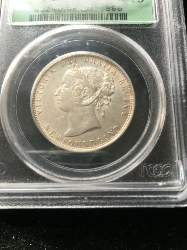 1900 ,PCGS Graded, Newfoundland 50 Cent, **AU-55**
